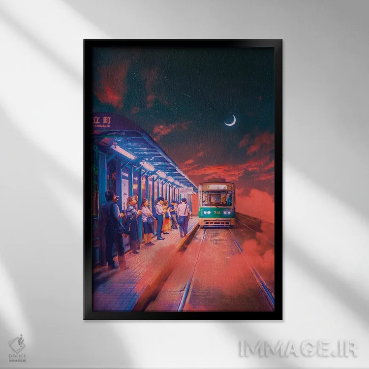 تابلو دکوراتیو جهان های نئون ۸ اثر دانر اوروزکو - نمای قابدار مشکی