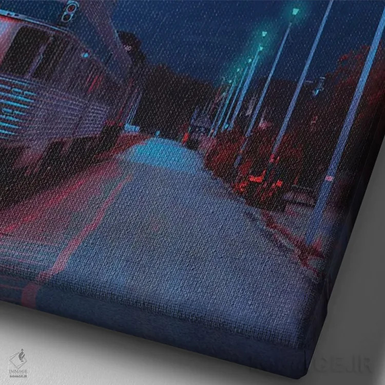 تابلو دکوراتیو جهان های نئون ۱۳ اثر دانر اوروزکو - نمای نزدیک بافت بوم