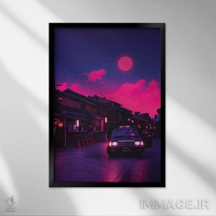 تابلو دکوراتیو جهان های نئون ۹ اثر دانر اوروزکو - نمای قابدار مشکی