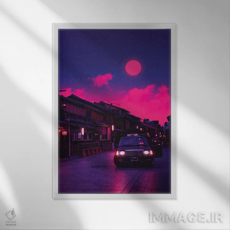 تابلو دکوراتیو جهان های نئون ۹ اثر دانر اوروزکو - نمای قابدار سفید