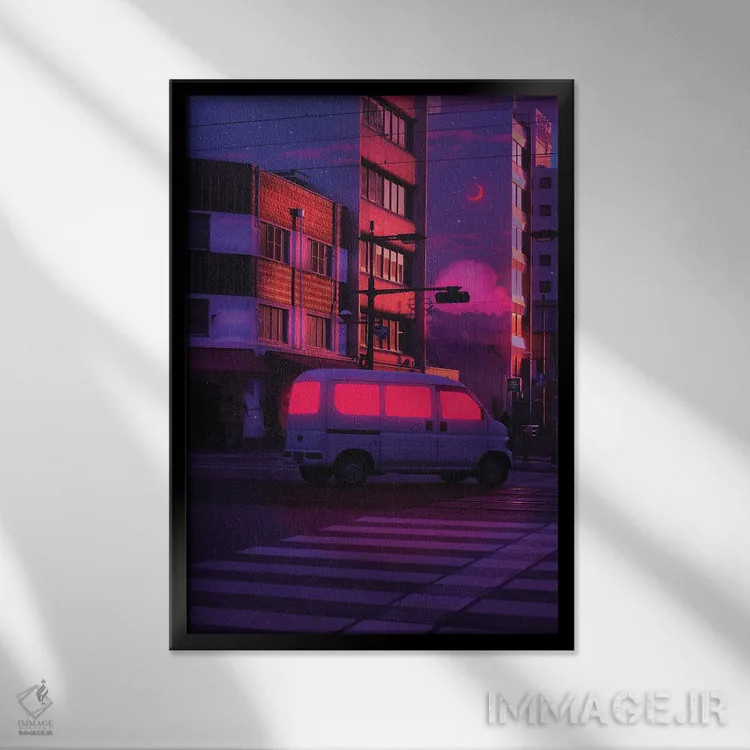 تابلو دکوراتیو جهان های نئون ۱۴ اثر دانر اوروزکو - نمای قابدار مشکی