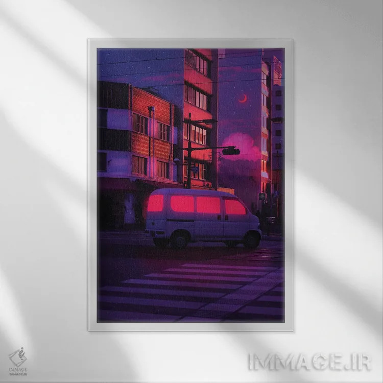 تابلو دکوراتیو جهان های نئون ۱۴ اثر دانر اوروزکو - نمای قابدار سفید