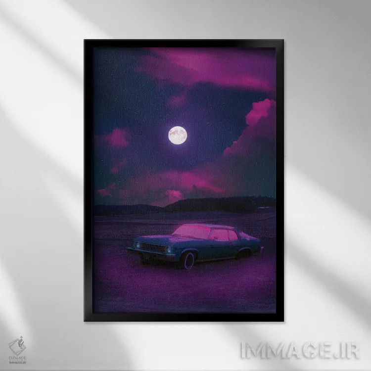 تابلو دکوراتیو رانندگی شبانه ۲ اثر دانر اوروزکو - نمای قابدار مشکی