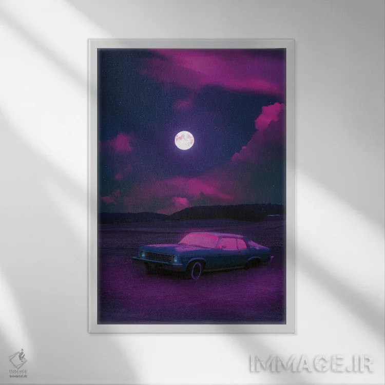 تابلو دکوراتیو رانندگی شبانه ۲ اثر دانر اوروزکو - نمای قابدار سفید
