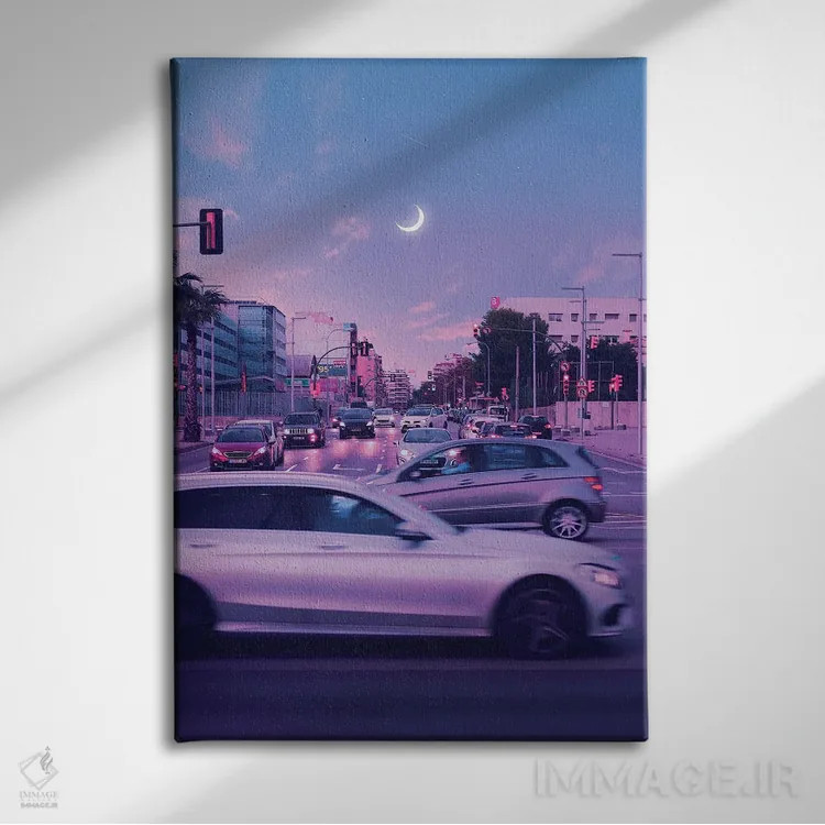 تابلو دکوراتیو شهر بنفش اثر دانر اوروزکو - نمای روبهرو روی دیوار