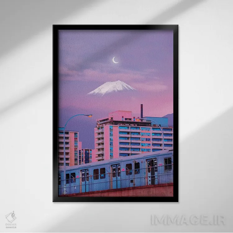 تابلو دکوراتیو شهر پاستلی اثر دانر اوروزکو - نمای قابدار مشکی