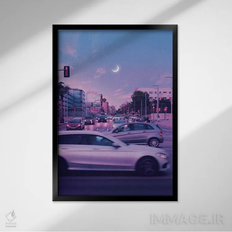 تابلو دکوراتیو شهر بنفش اثر دانر اوروزکو - نمای قابدار مشکی