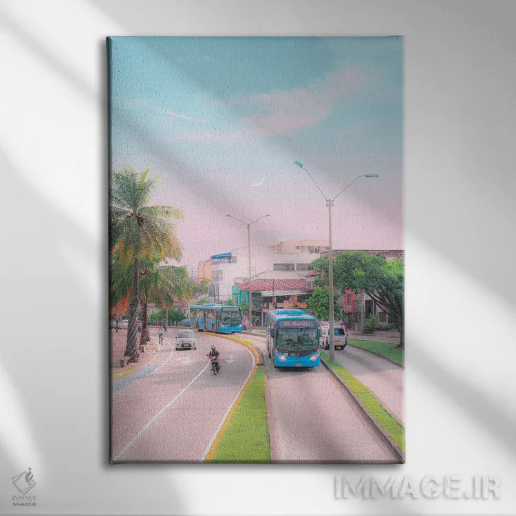 تابلو دکوراتیو کالی شهر پاستلی اثر دانر اوروزکو - نمای روبهرو روی دیوار