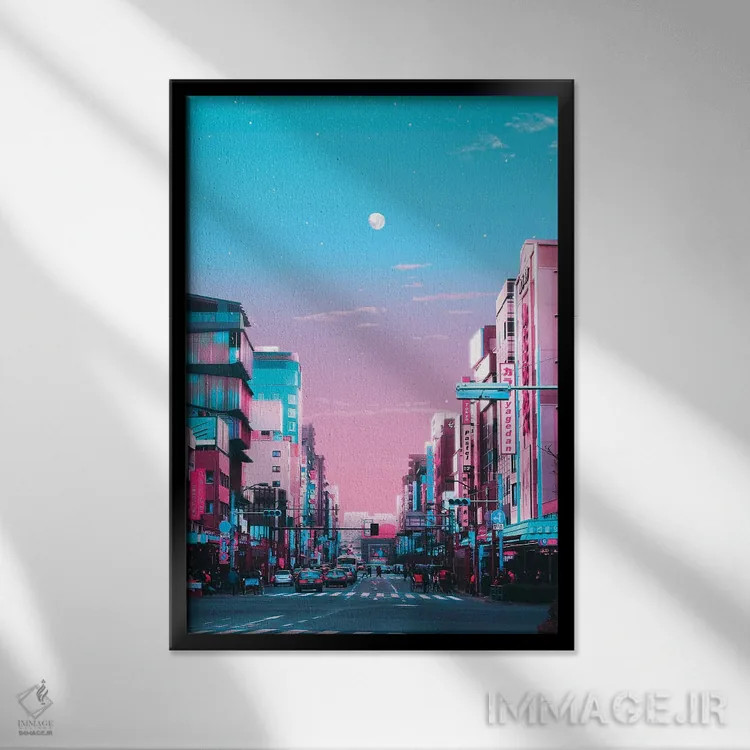 تابلو دکوراتیو توکیو شهر پاستلی اثر دانر اوروزکو - نمای قابدار مشکی