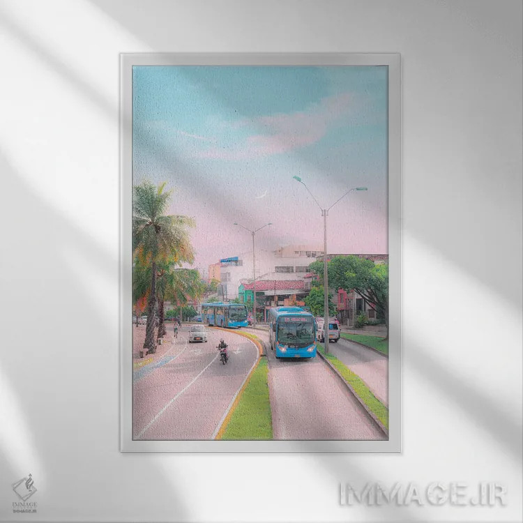 تابلو دکوراتیو کالی شهر پاستلی اثر دانر اوروزکو - نمای قابدار سفید