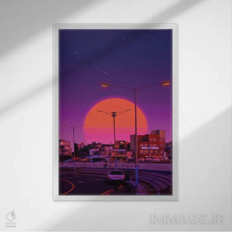 تابلو دکوراتیو غروب بخارویو ۵ اثر دانر اوروزکو - نمای قابدار سفید