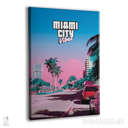تابلو دکوراتیو حال و هوای شهر میامی اثر دانر اوروزکو - نمای پرسپکتیو محصول