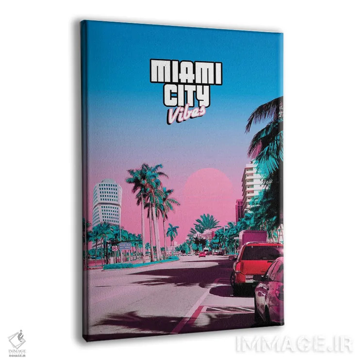 تابلو دکوراتیو حال و هوای شهر میامی اثر دانر اوروزکو - نمای پرسپکتیو محصول
