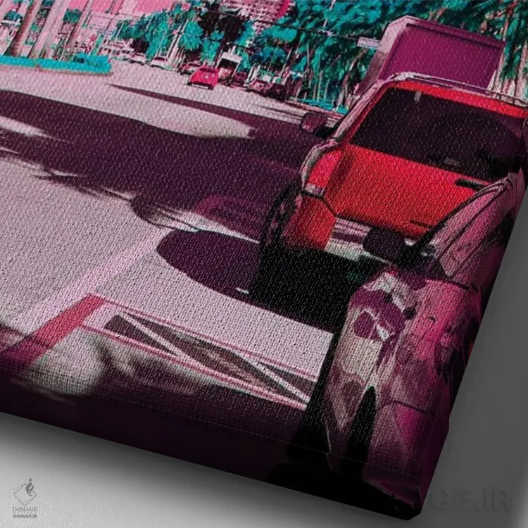 تابلو دکوراتیو حال و هوای شهر میامی اثر دانر اوروزکو - نمای نزدیک بافت بوم