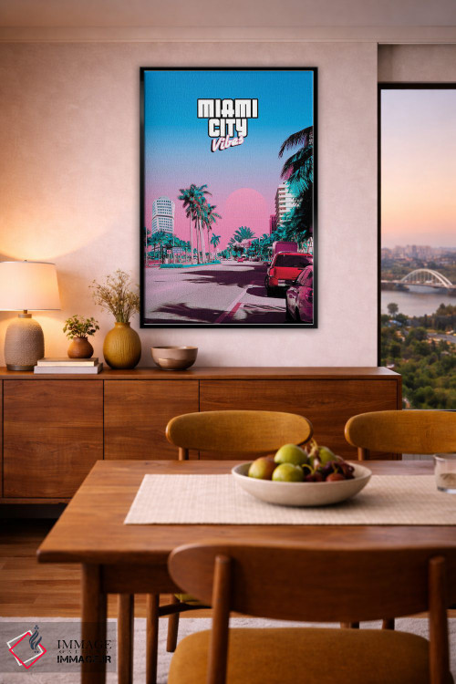 تابلو دکوراتیو حال و هوای شهر میامی اثر دانر اوروزکو - D6B