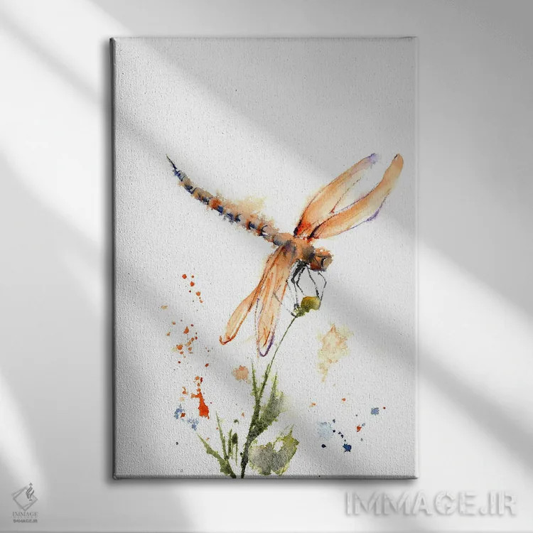تابلو دکوراتیو سنجاقک ۲ اثر الگا چفرانوف - نمای روبهرو روی دیوار