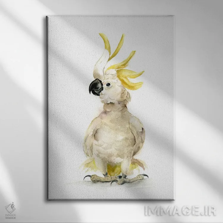 تابلو دکوراتیو کاکاتو اثر الگا چفرانوف - نمای روبهرو روی دیوار