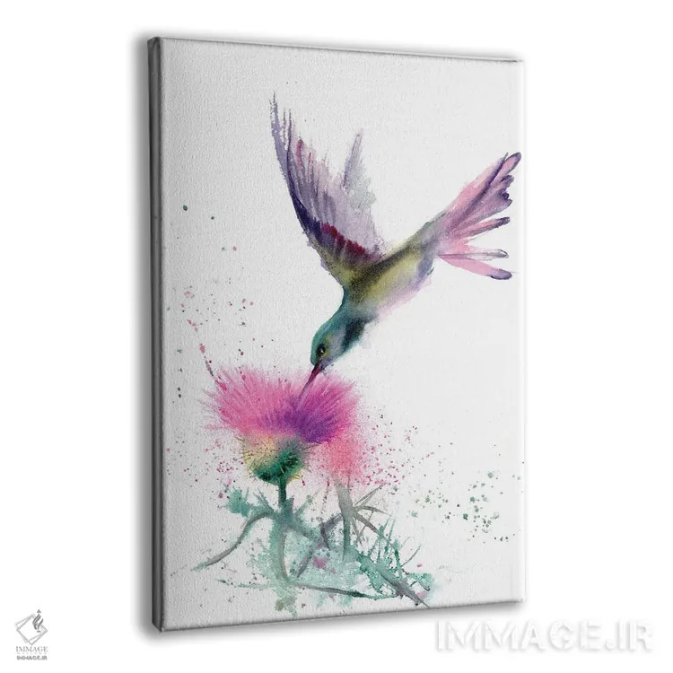 تابلو دکوراتیو مرغ مگس خوار و خار اثر الگا چفرانوف - نمای پرسپکتیو محصول