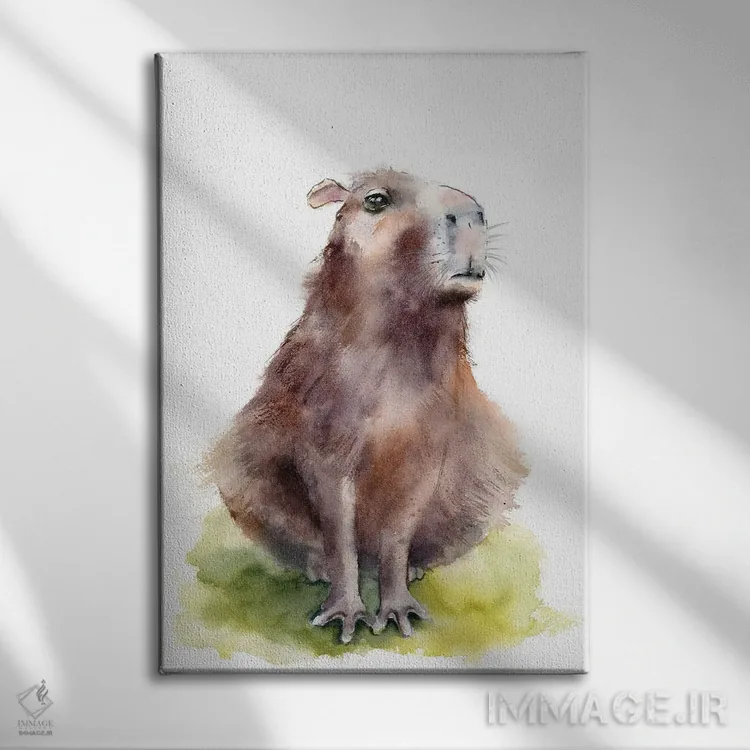 تابلو دکوراتیو کاپیبارا ۱ اثر الگا چفرانوف - نمای روبهرو روی دیوار