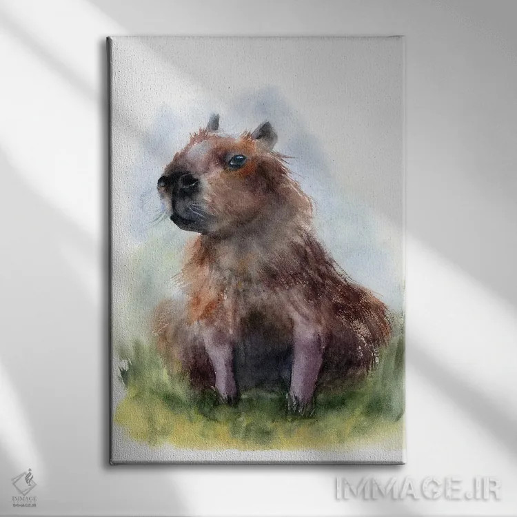 تابلو دکوراتیو کاپیبارا ۲ اثر الگا چفرانوف - نمای روبهرو روی دیوار