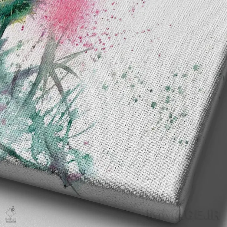 تابلو دکوراتیو مرغ مگس خوار و خار اثر الگا چفرانوف - نمای نزدیک بافت بوم