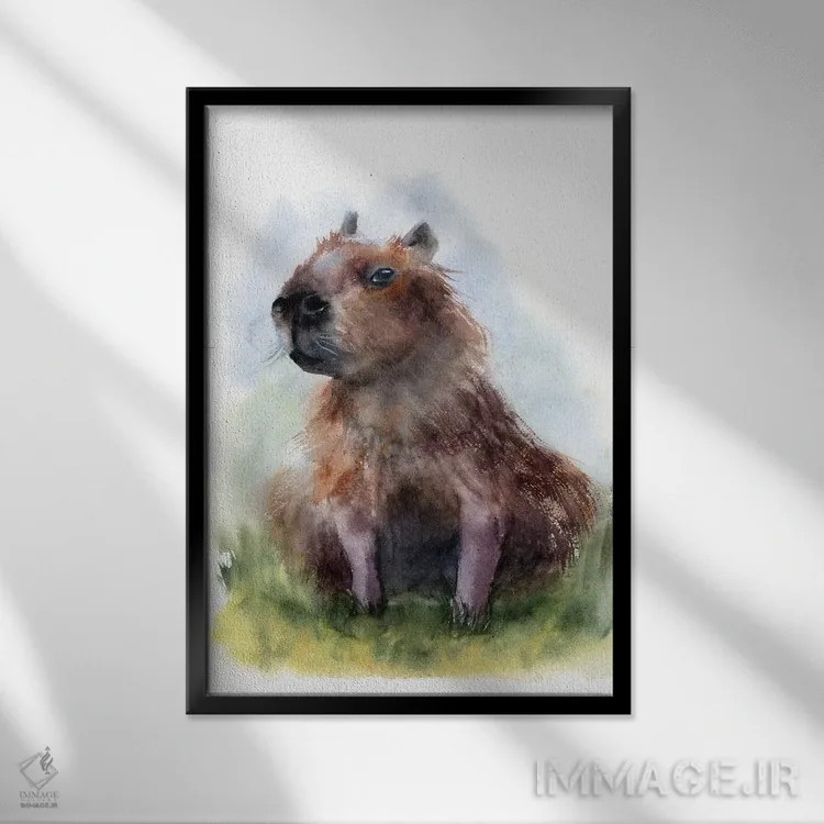 تابلو دکوراتیو کاپیبارا ۲ اثر الگا چفرانوف - نمای قابدار مشکی