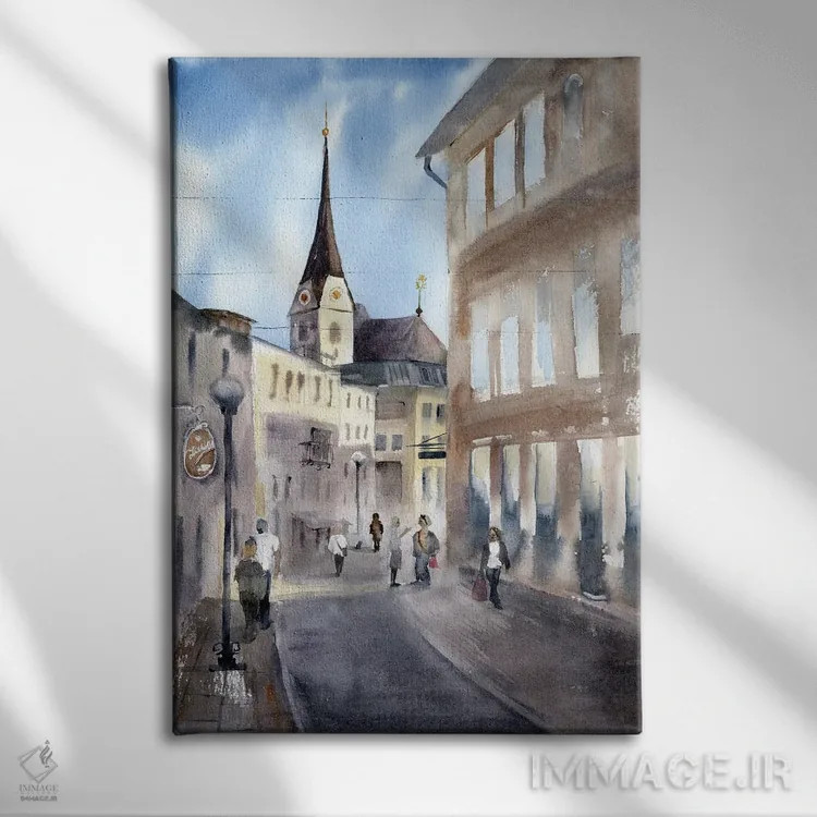 تابلو دکوراتیو چشم انداز شهری باد ایشل اثر الگا چفرانوف - نمای روبهرو روی دیوار