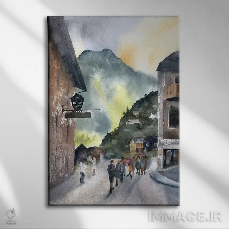 تابلو دکوراتیو هالشتات اثر الگا چفرانوف - نمای روبهرو روی دیوار