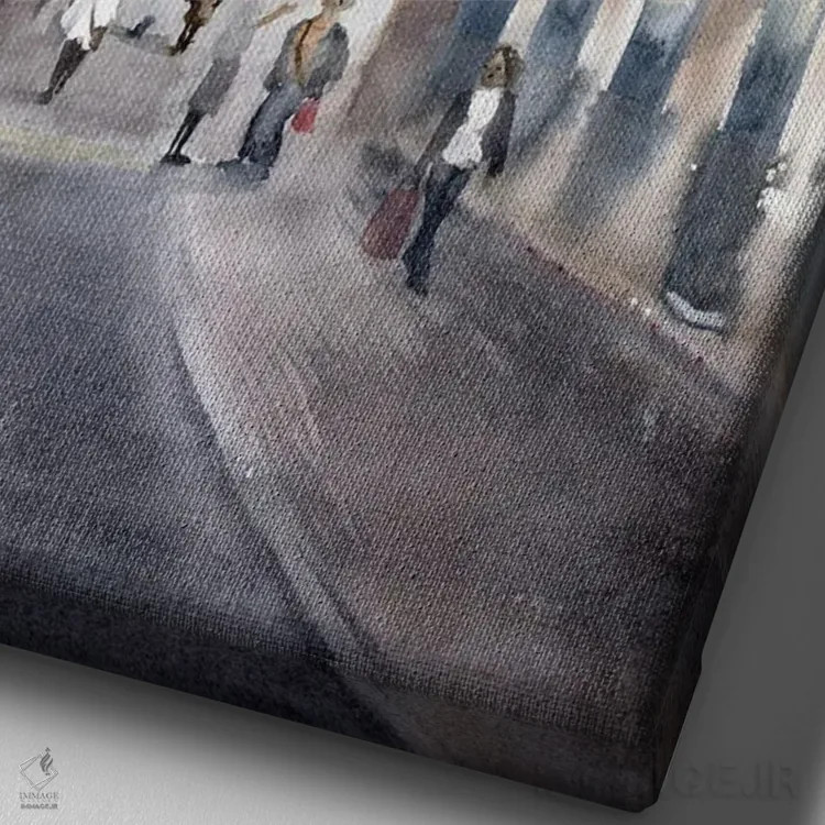 تابلو دکوراتیو چشم انداز شهری باد ایشل اثر الگا چفرانوف - نمای نزدیک بافت بوم