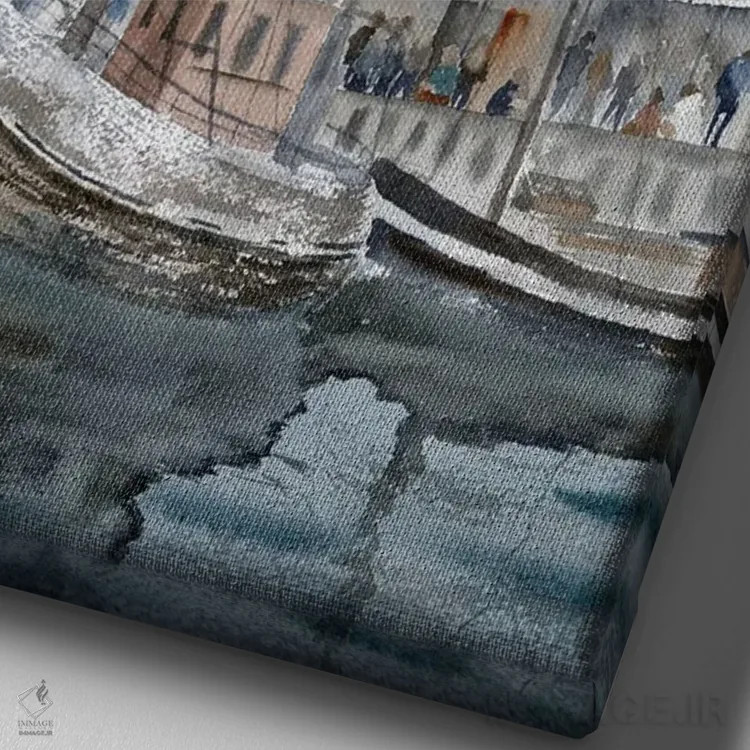 تابلو دکوراتیو چشم انداز شهری کپنهاگ اثر الگا چفرانوف - نمای نزدیک بافت بوم