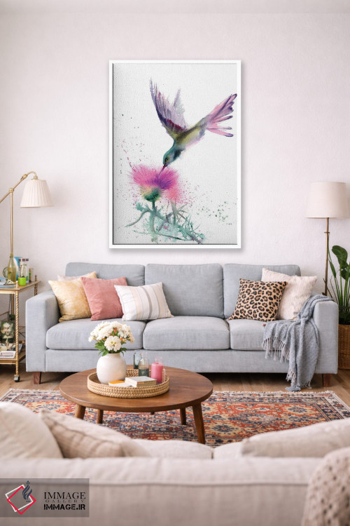 تابلو دکوراتیو مرغ مگس خوار و خار اثر الگا چفرانوف - D1W