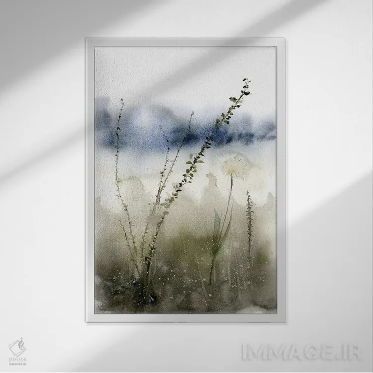 تابلو دکوراتیو منظره انتزاعی ۴ اثر الگا چفرانوف - نمای قابدار سفید