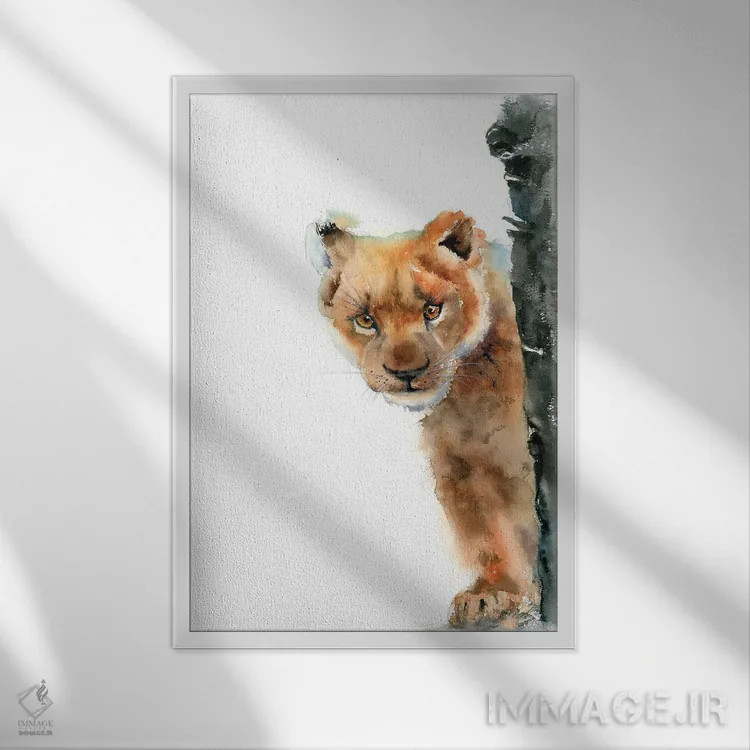 تابلو دکوراتیو لئو کوچک اثر الگا چفرانوف - نمای قابدار سفید