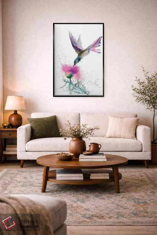 تابلو دکوراتیو مرغ مگس خوار و خار اثر الگا چفرانوف - D4B