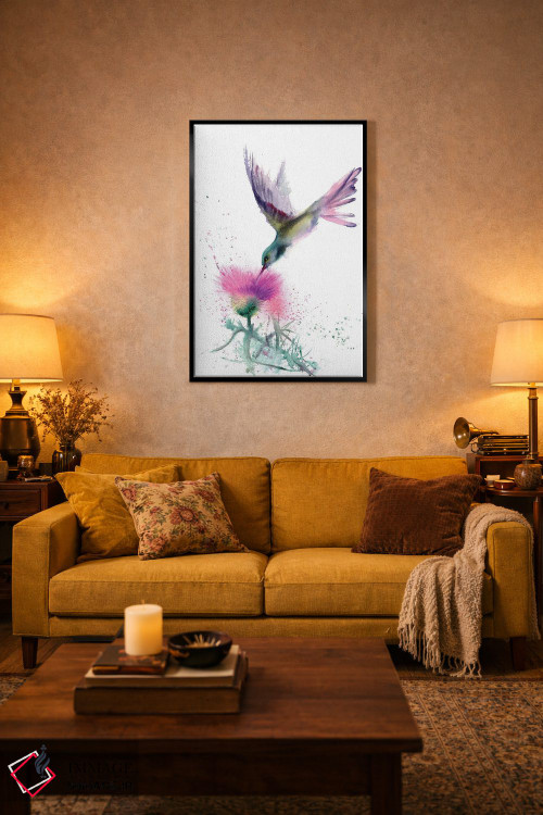 تابلو دکوراتیو مرغ مگس خوار و خار اثر الگا چفرانوف - D3B