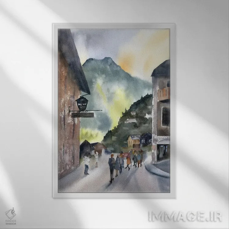 تابلو دکوراتیو هالشتات اثر الگا چفرانوف - نمای قابدار سفید