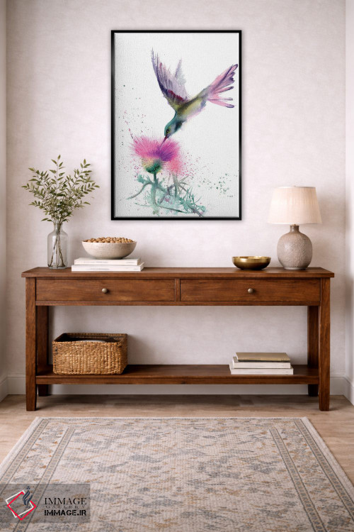 تابلو دکوراتیو مرغ مگس خوار و خار اثر الگا چفرانوف - D5B