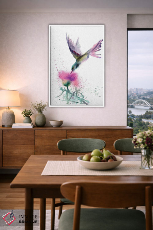 تابلو دکوراتیو مرغ مگس خوار و خار اثر الگا چفرانوف - D6W