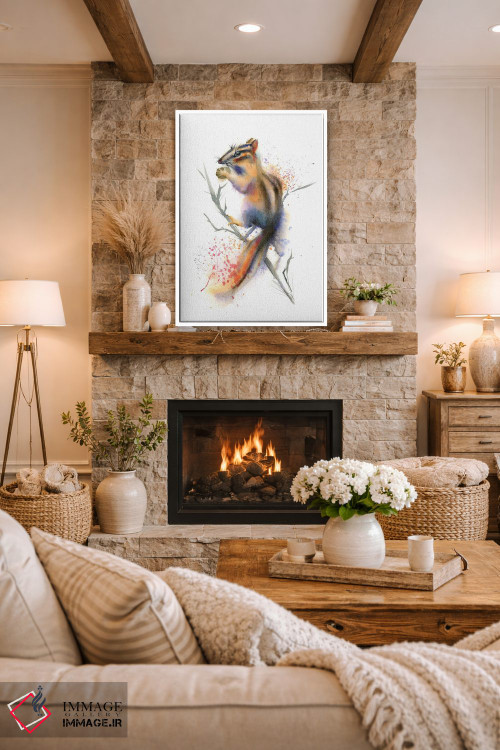 تابلو دکوراتیو سنجابک روی شاخه اثر الگا چفرانوف - D1W