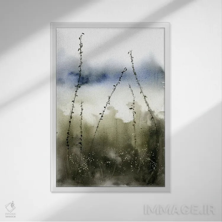 تابلو دکوراتیو منظره انتزاعی ۵ اثر الگا چفرانوف - نمای قابدار سفید