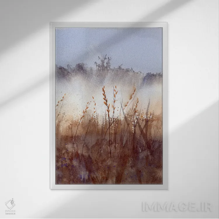 تابلو دکوراتیو منظره مه آلود ۱ اثر الگا چفرانوف - نمای قابدار سفید