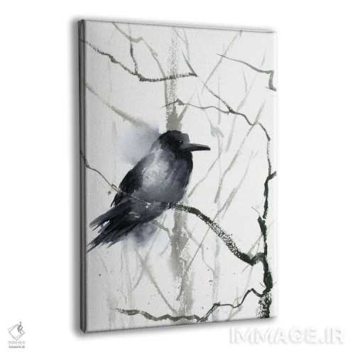 تابلو دکوراتیو کلاغ سیاه و درخت اثر الگا چفرانوف - نمای پرسپکتیو محصول
