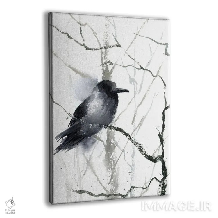 تابلو دکوراتیو کلاغ سیاه و درخت اثر الگا چفرانوف - نمای پرسپکتیو محصول