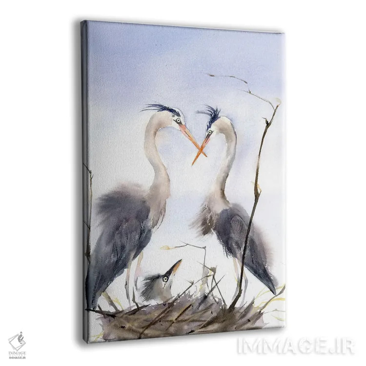 تابلو دکوراتیو خانواده مرغ آبکنار ۲ اثر الگا چفرانوف - نمای پرسپکتیو محصول