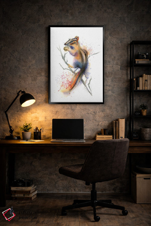 تابلو دکوراتیو سنجابک روی شاخه اثر الگا چفرانوف - D6B