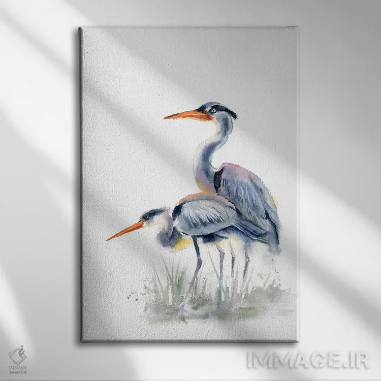 تابلو دکوراتیو مرغ آبکنار ها اثر الگا چفرانوف - نمای روبهرو روی دیوار