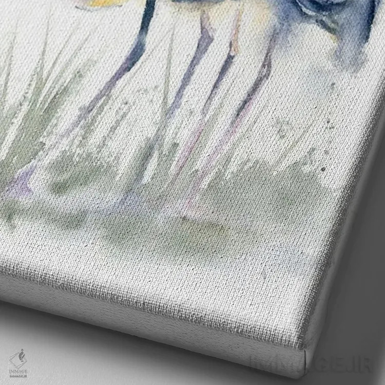 تابلو دکوراتیو مرغ آبکنار ها اثر الگا چفرانوف - نمای نزدیک بافت بوم