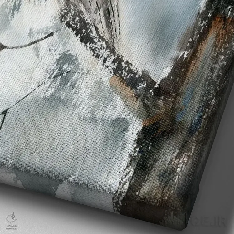 تابلو دکوراتیو جغد و درخت اثر الگا چفرانوف - نمای نزدیک بافت بوم