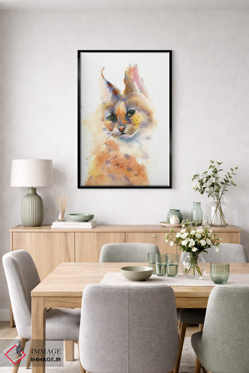تابلو دکوراتیو گربه وحشی اثر الگا چفرانوف - D6B