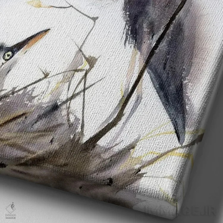 تابلو دکوراتیو خانواده مرغ آبکنار ۲ اثر الگا چفرانوف - نمای نزدیک بافت بوم